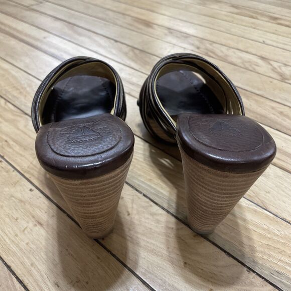 Frye Heel Platform Sandals Women 7M Brown Leather Strap Reese Multi Slide Boho 7 - Picture 9 of 16